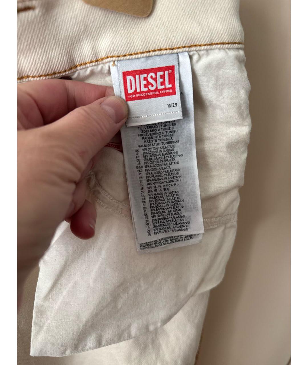DIESEL Бежевые хлопко-эластановые прямые джинсы, фото 5