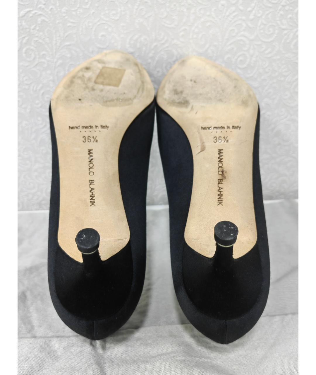 MANOLO BLAHNIK Черные кожаные туфли, фото 5