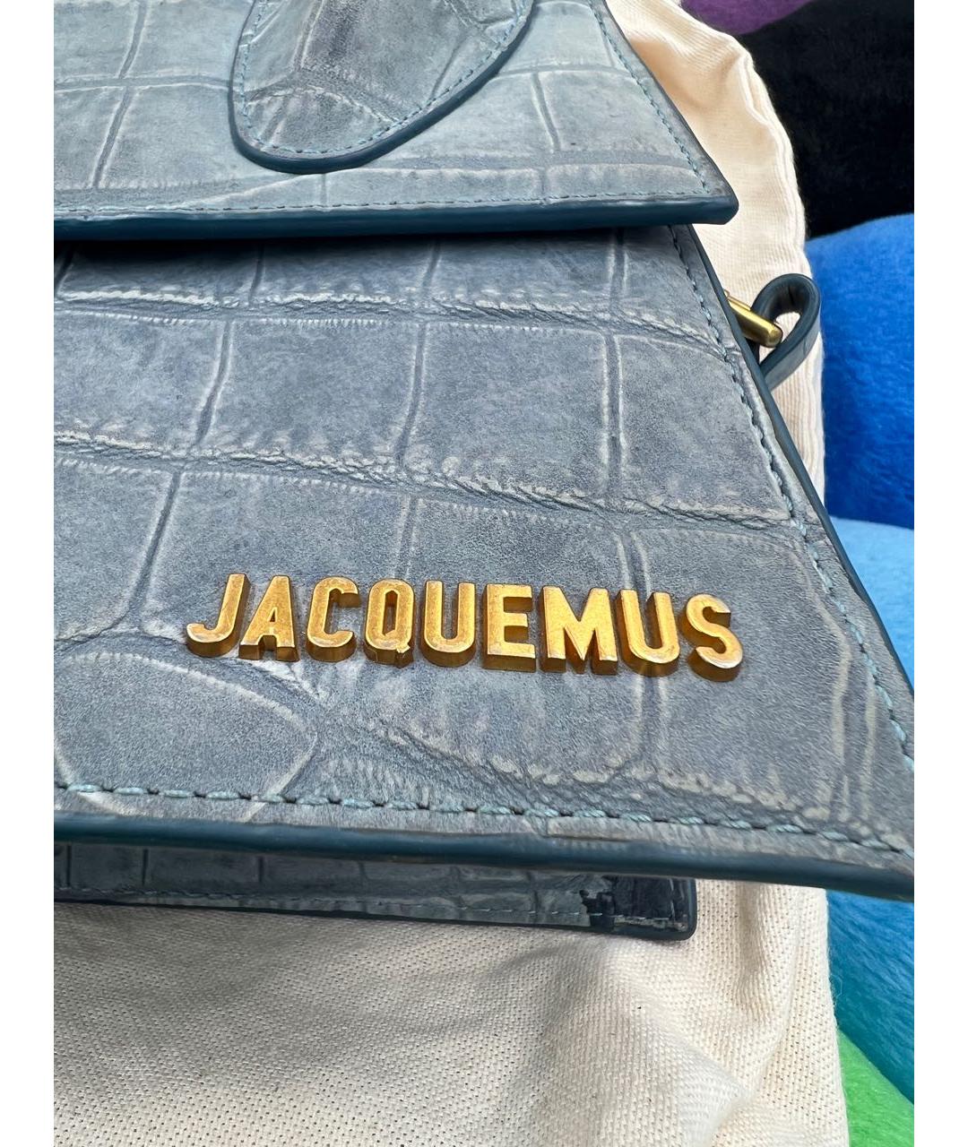 JACQUEMUS Голубая замшевая сумка с короткими ручками, фото 2