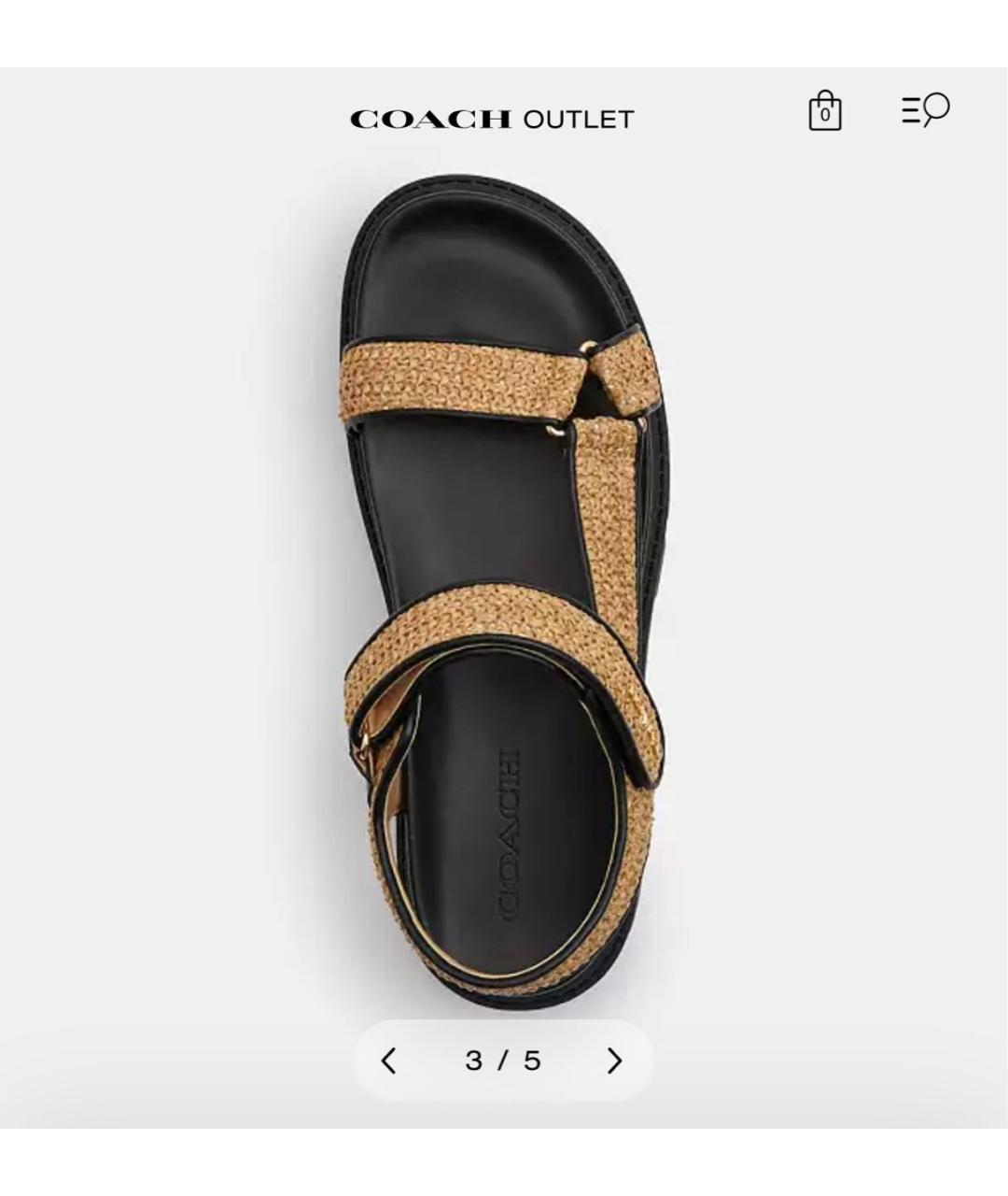 COACH Бежевые кожаные сандалии, фото 3