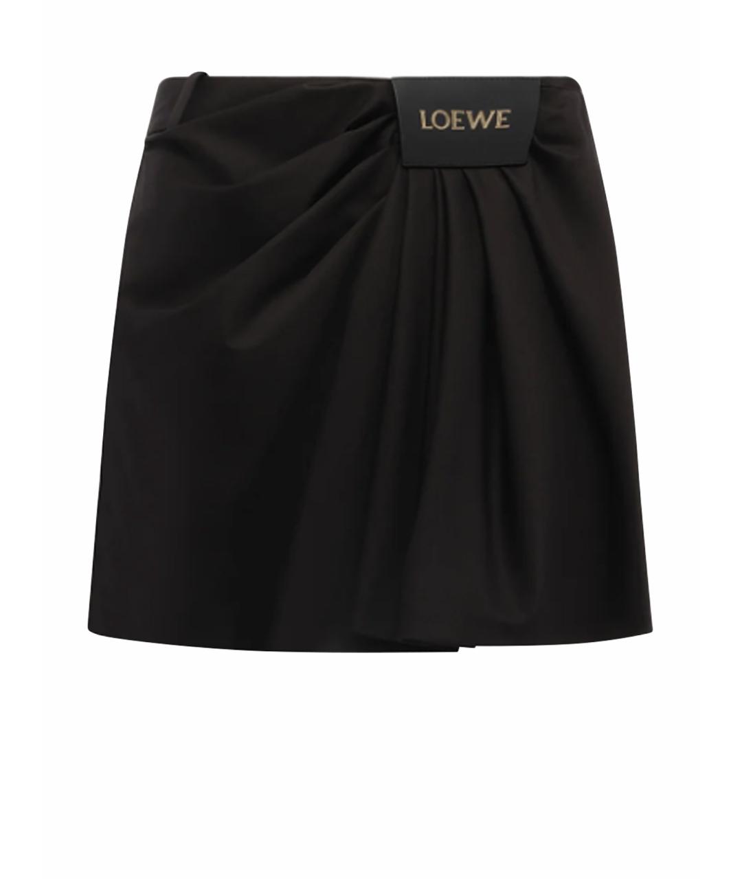 LOEWE Черная синтетическая юбка мини, фото 1