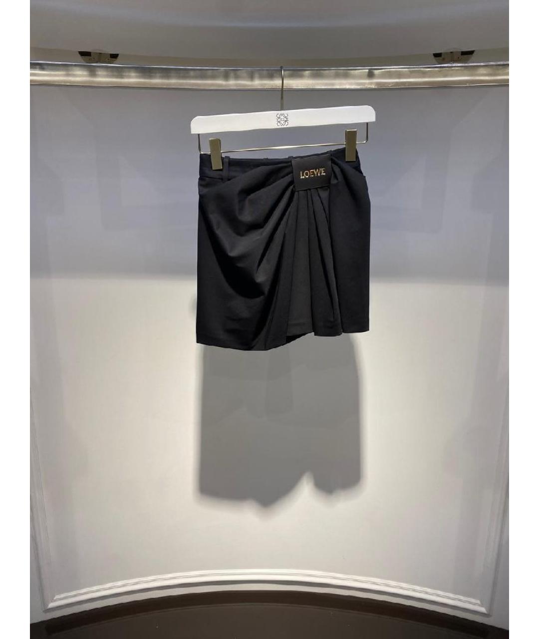 LOEWE Черная синтетическая юбка мини, фото 5