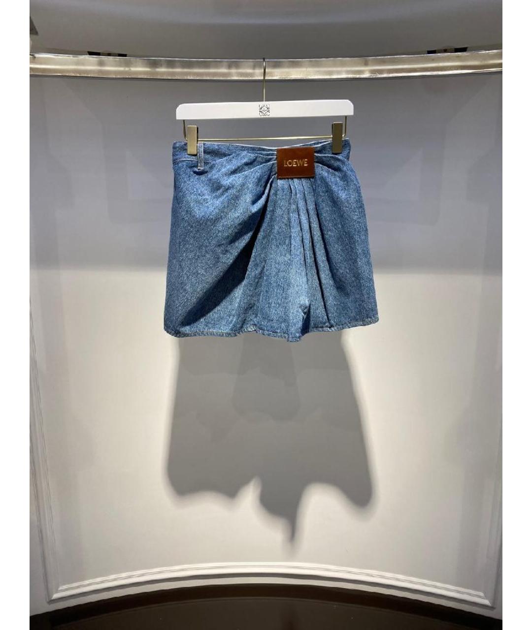 LOEWE Голубая хлопковая юбка мини, фото 2