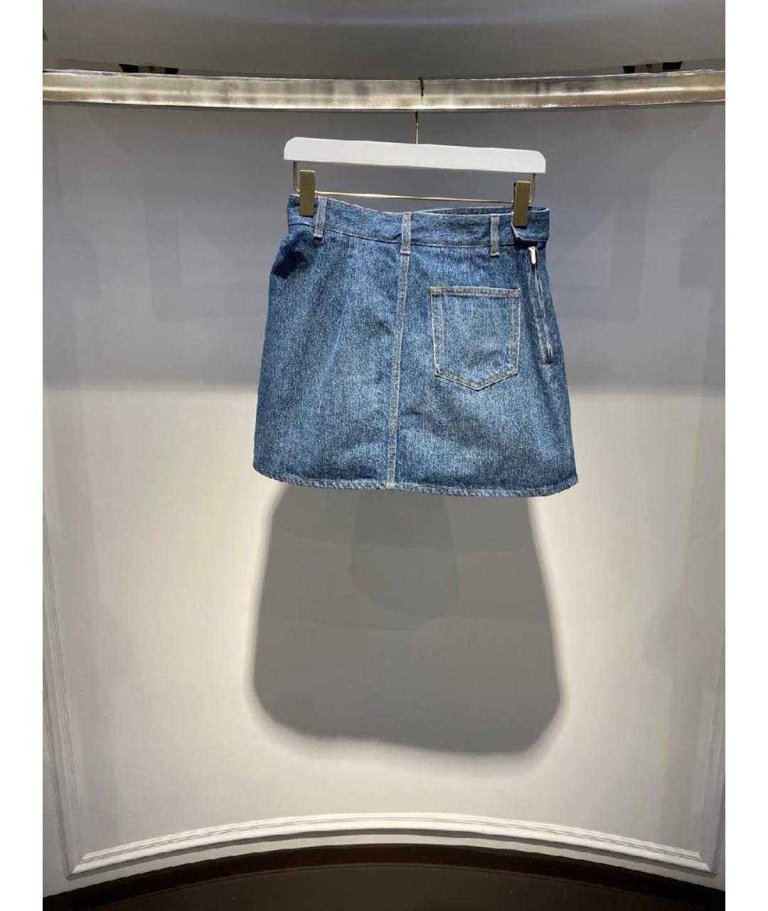LOEWE Голубая хлопковая юбка мини, фото 3