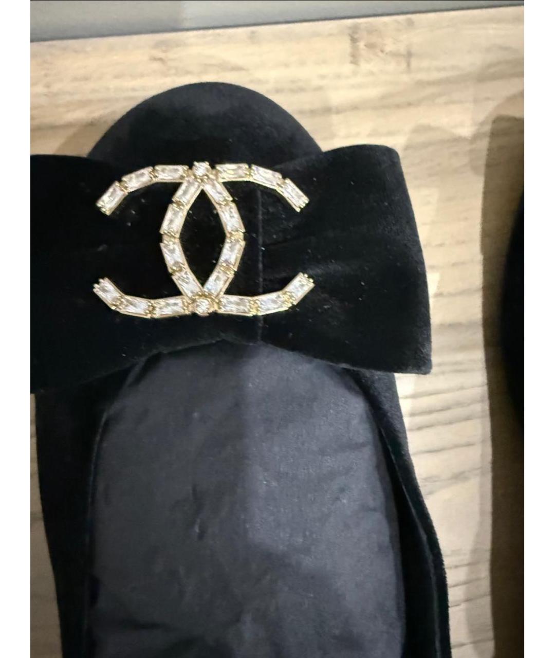 CHANEL Черные бархатные балетки, фото 6