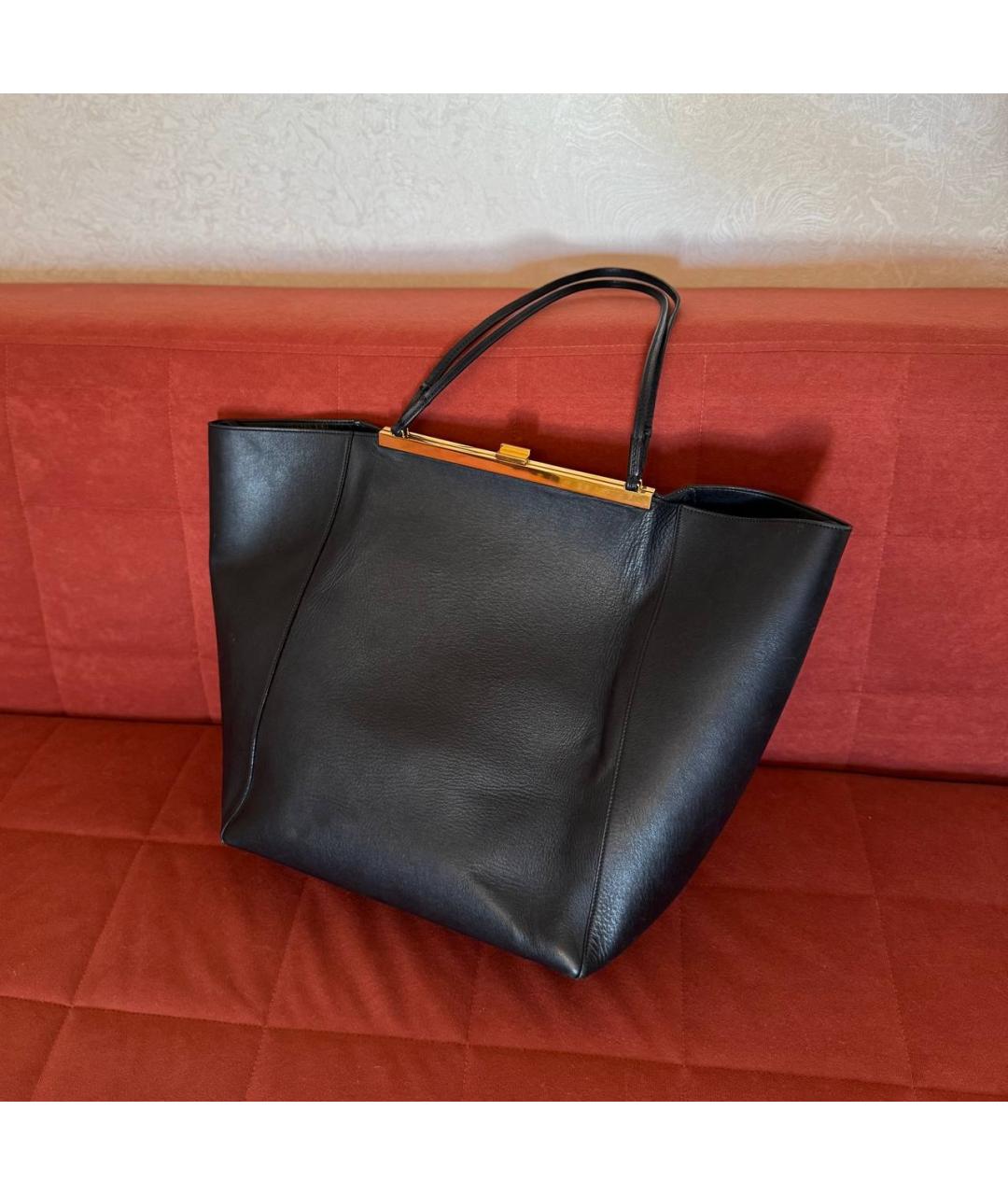 CELINE Черная кожаная сумка тоут, фото 2