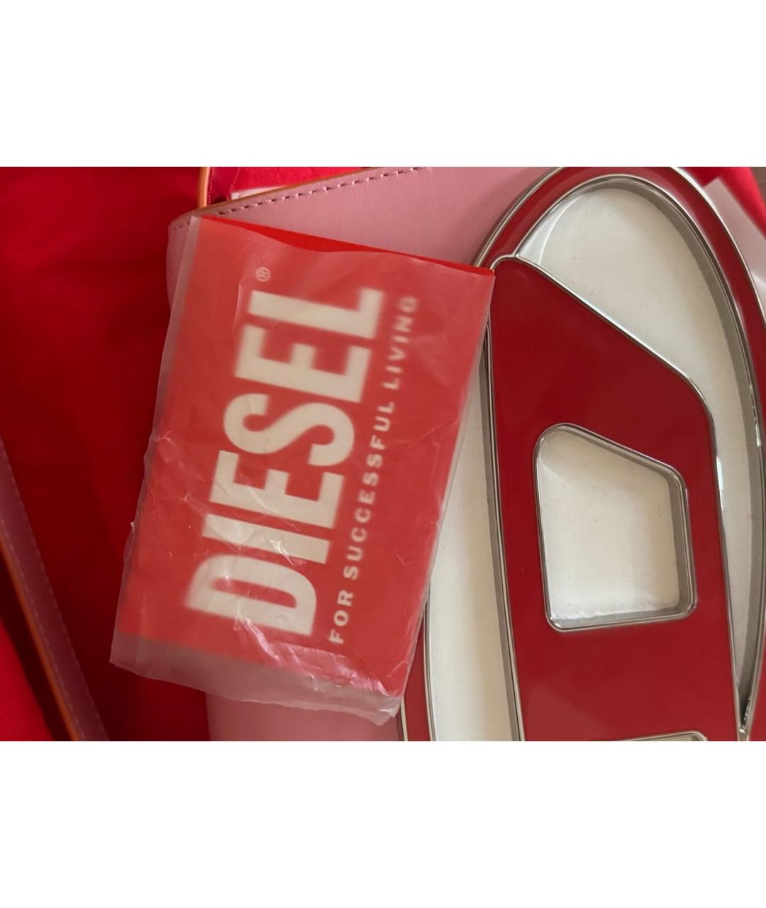 DIESEL Розовая кожаная сумка с короткими ручками, фото 6