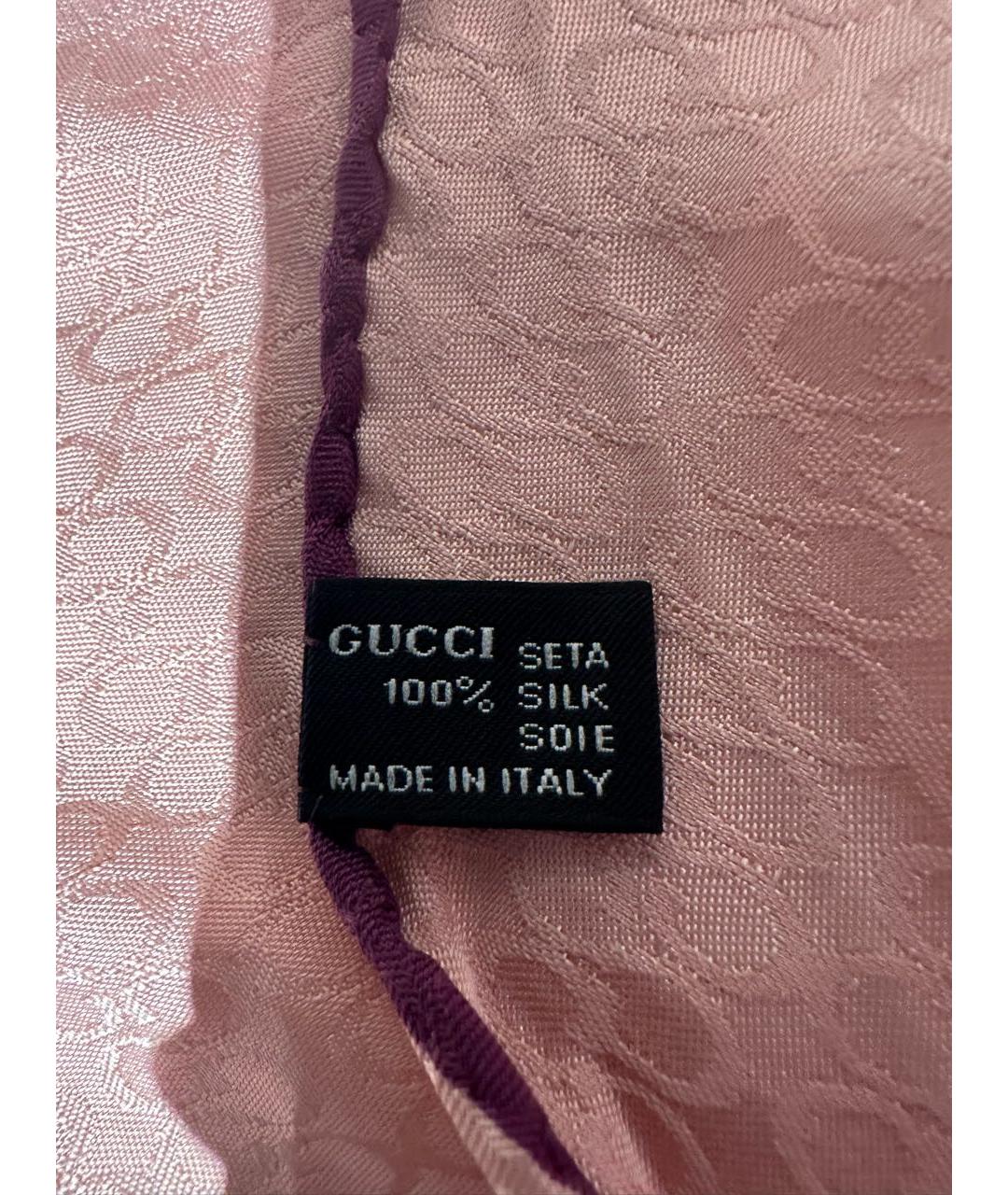 GUCCI Розовый шелковый платок, фото 3
