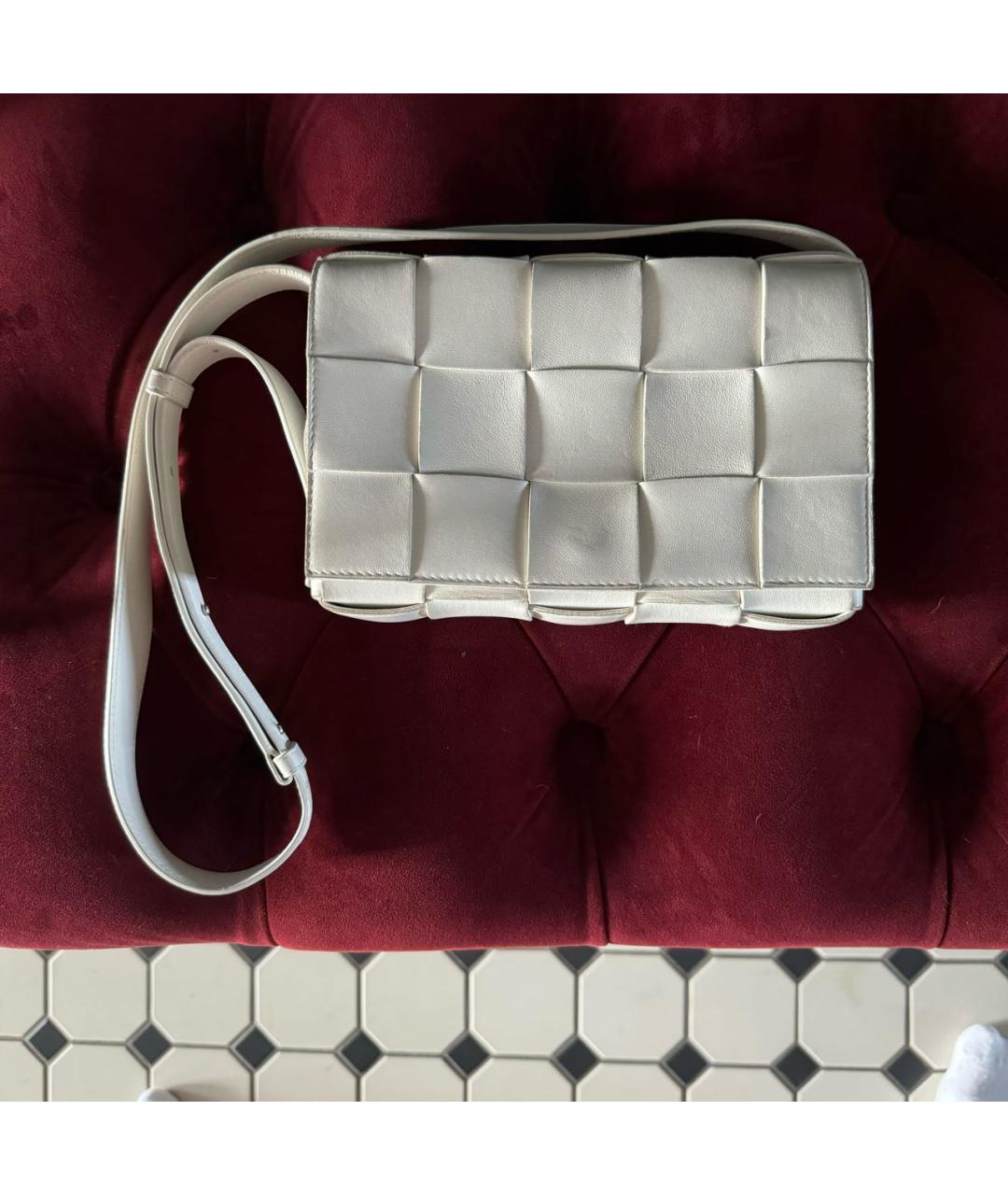 BOTTEGA VENETA Белая кожаная сумка через плечо, фото 9