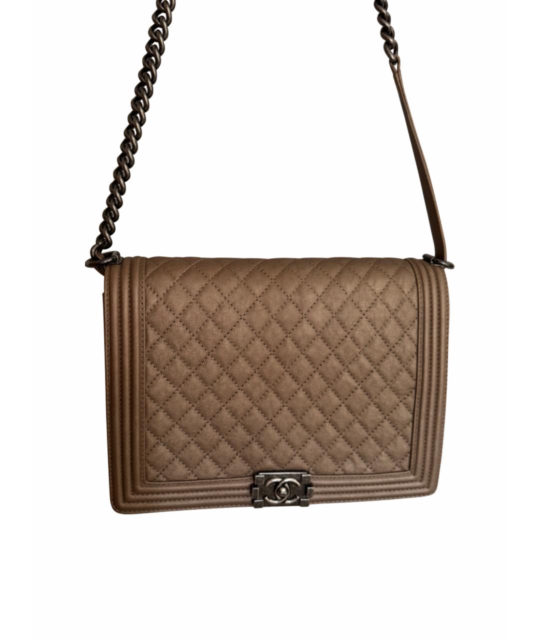 CHANEL Бежевая кожаная сумка через плечо, фото 1