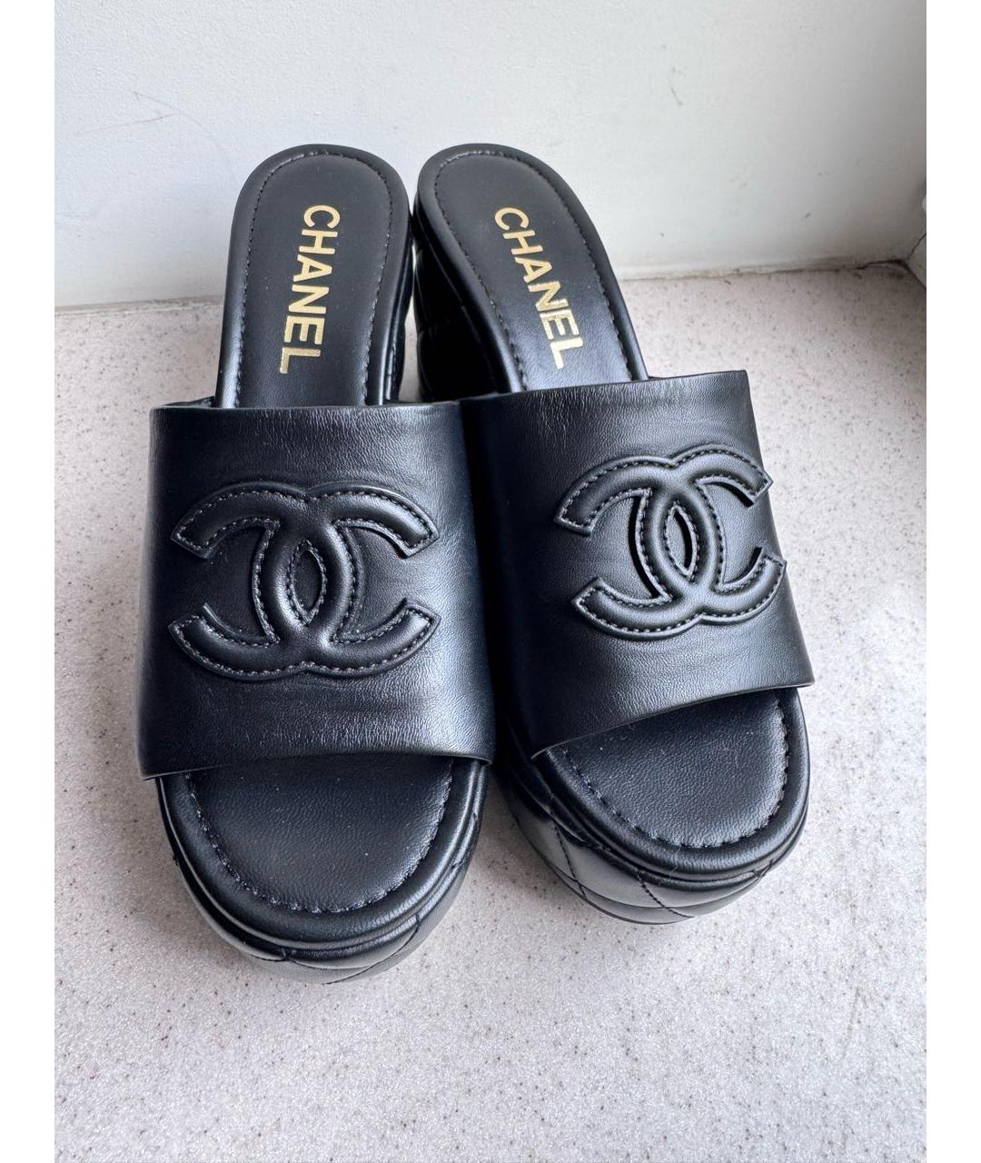 CHANEL Черные кожаные сабо, фото 2