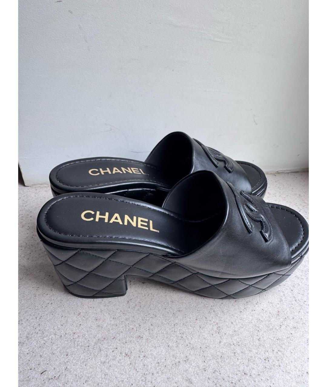 CHANEL Черные кожаные сабо, фото 7