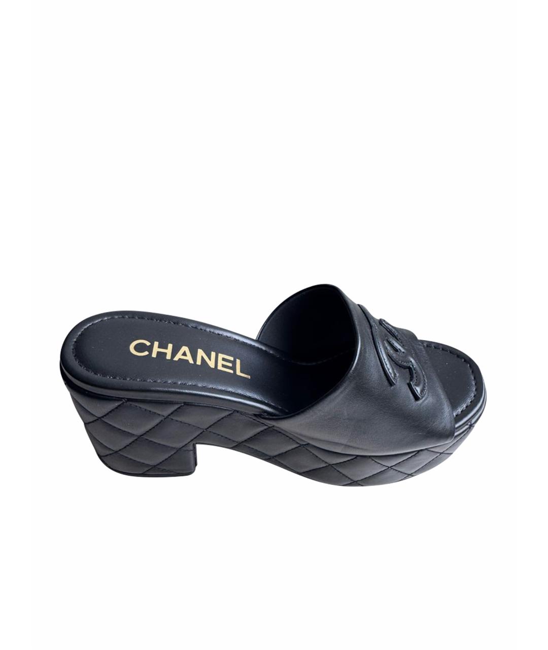 CHANEL Черные кожаные сабо, фото 1