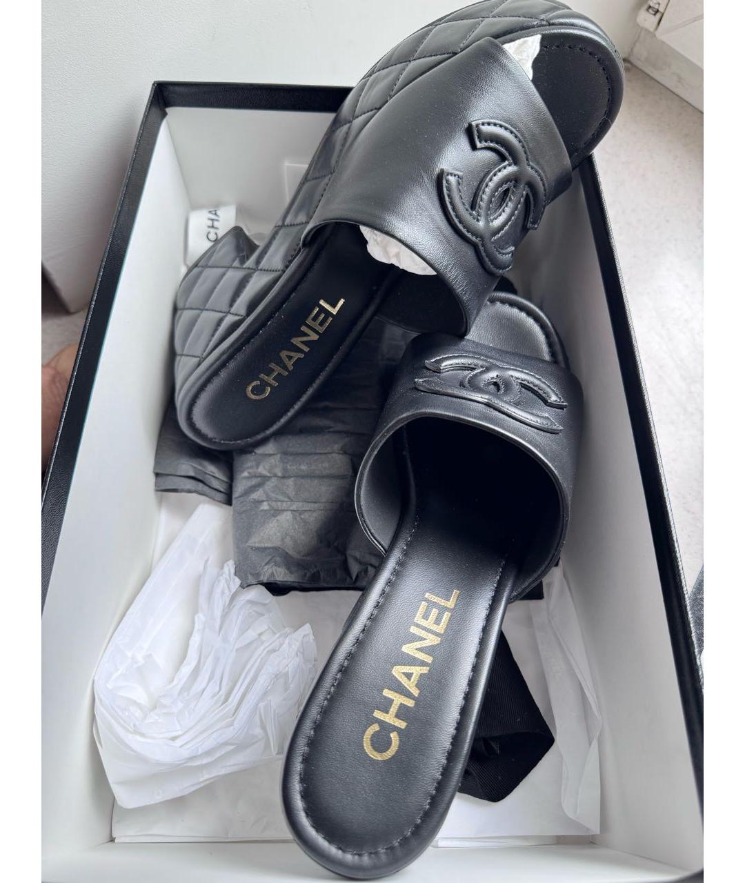 CHANEL Черные кожаные сабо, фото 5