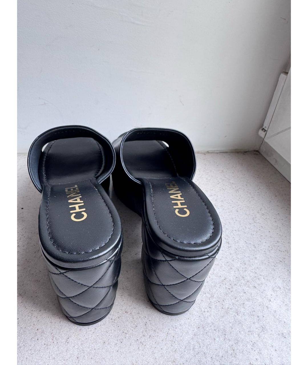 CHANEL Черные кожаные сабо, фото 4