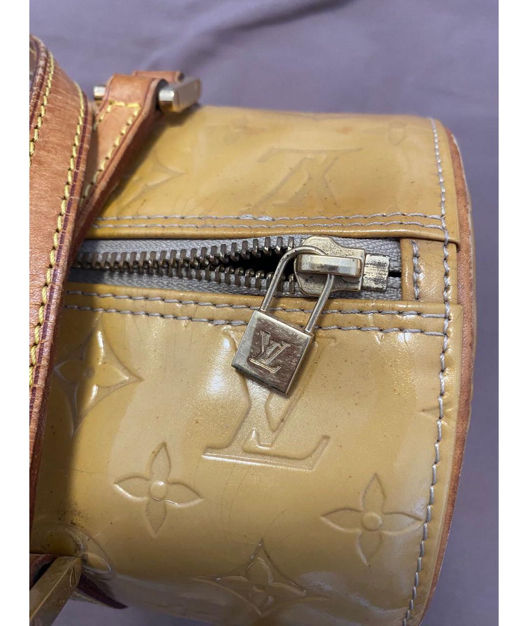 LOUIS VUITTON Желтая сумка с короткими ручками из лакированной кожи, фото 8