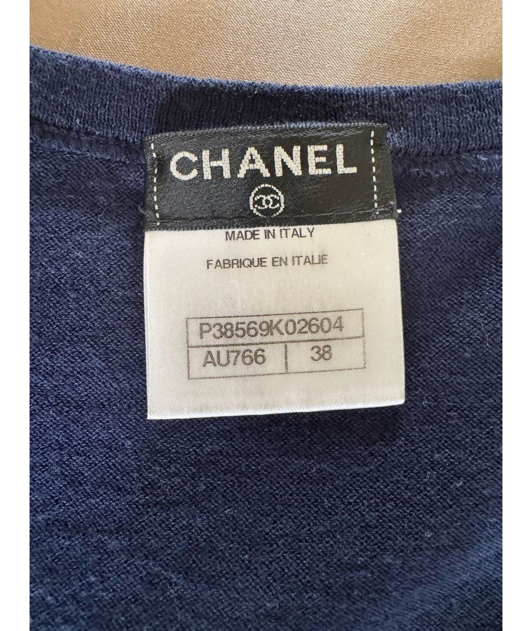 CHANEL Темно-синяя хлопковая майка, фото 3