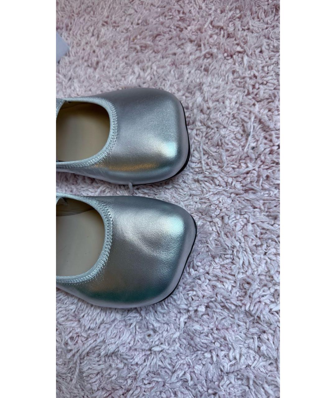 MM6 MAISON MARGIELA Серебряные кожаные балетки, фото 4