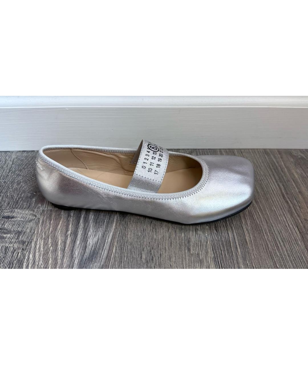 MM6 MAISON MARGIELA Серебряные кожаные балетки, фото 7