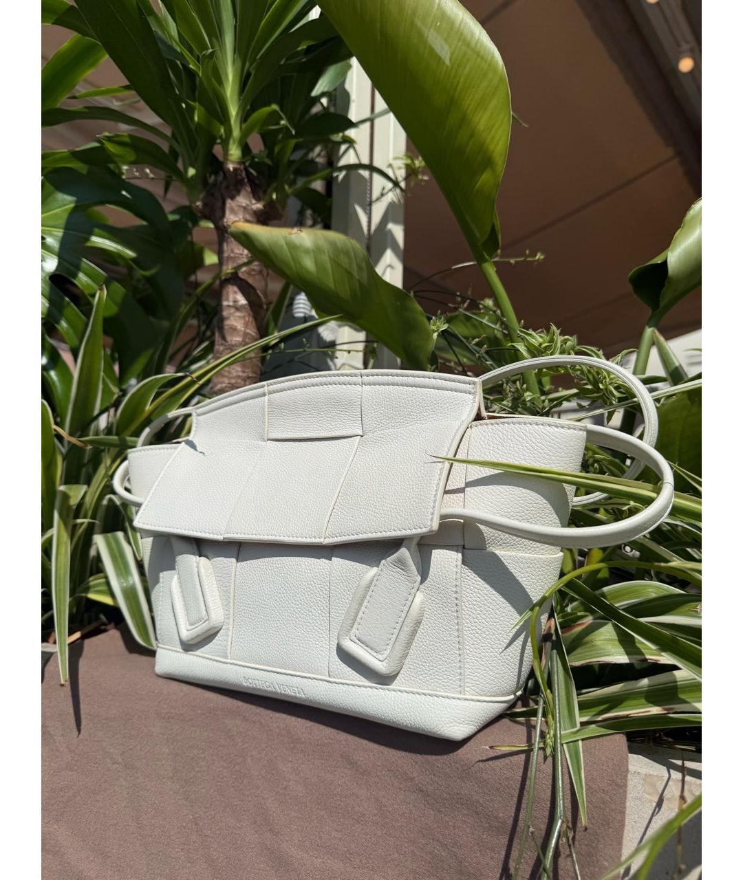 BOTTEGA VENETA Белая кожаная сумка тоут, фото 5