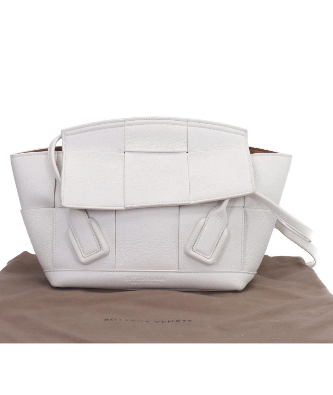 BOTTEGA VENETA Белая кожаная сумка тоут, фото 9
