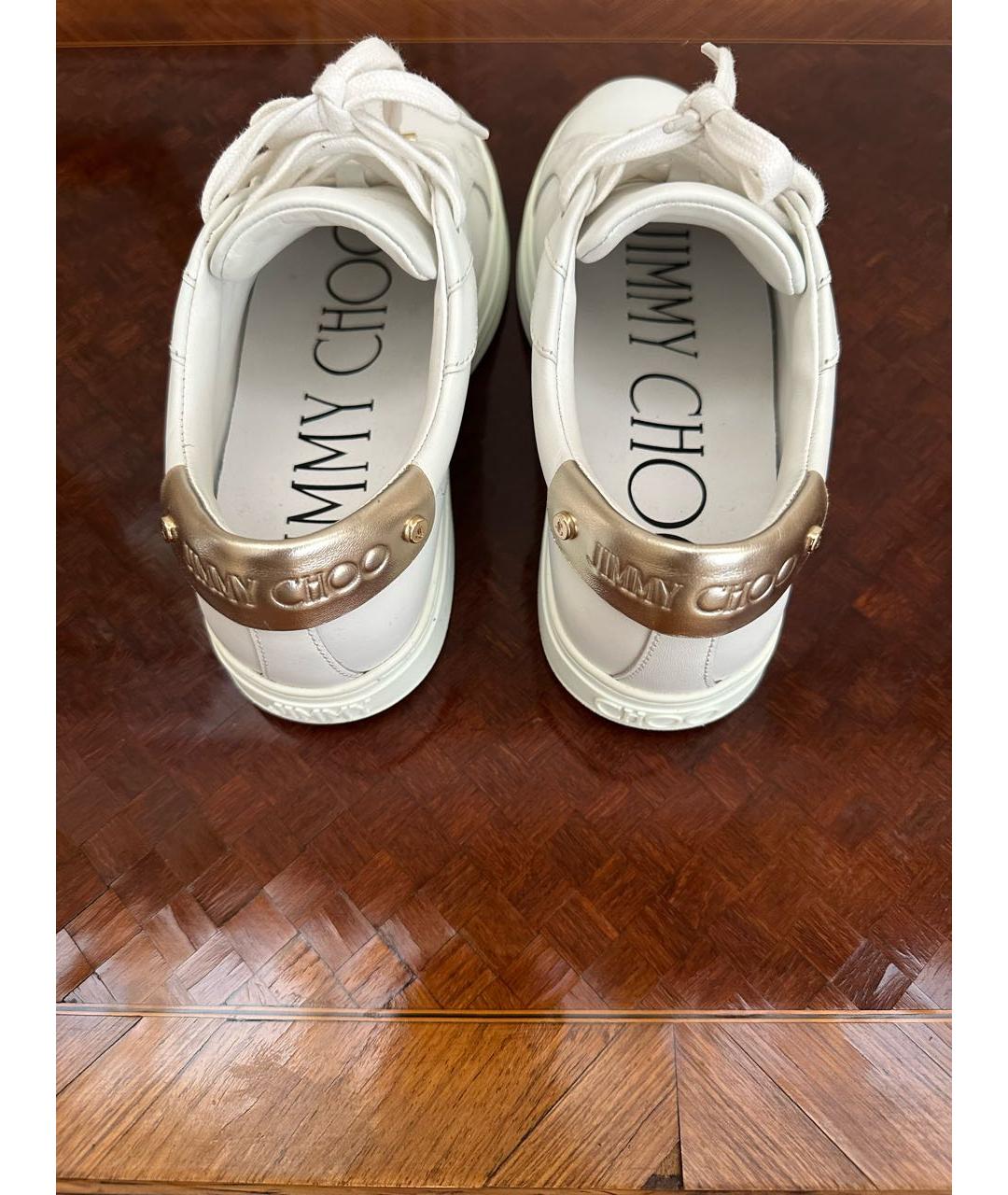 JIMMY CHOO Белые кожаные кеды, фото 3