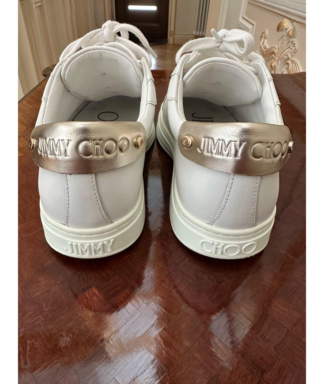 JIMMY CHOO Белые кожаные кеды, фото 4