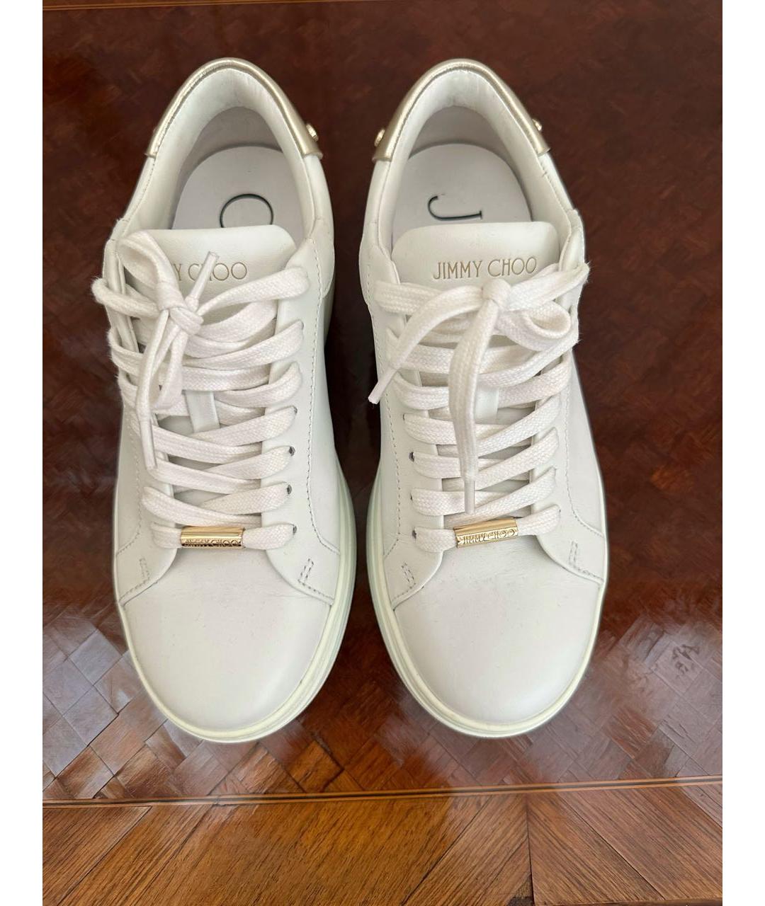 JIMMY CHOO Белые кожаные кеды, фото 2