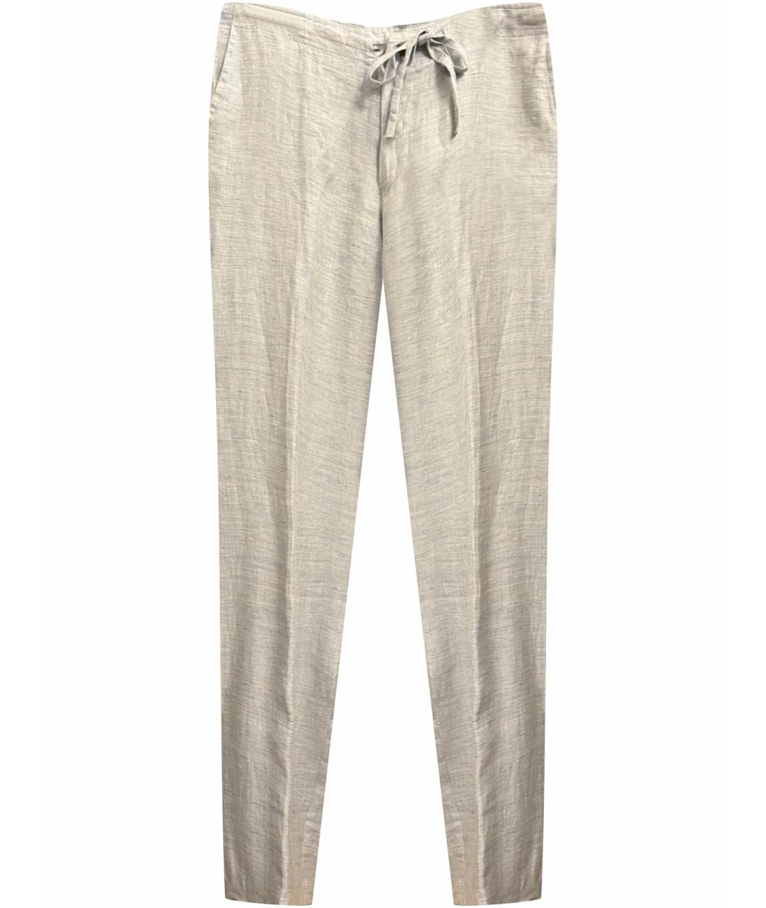 KITON Голубые льняные повседневные брюки, фото 1