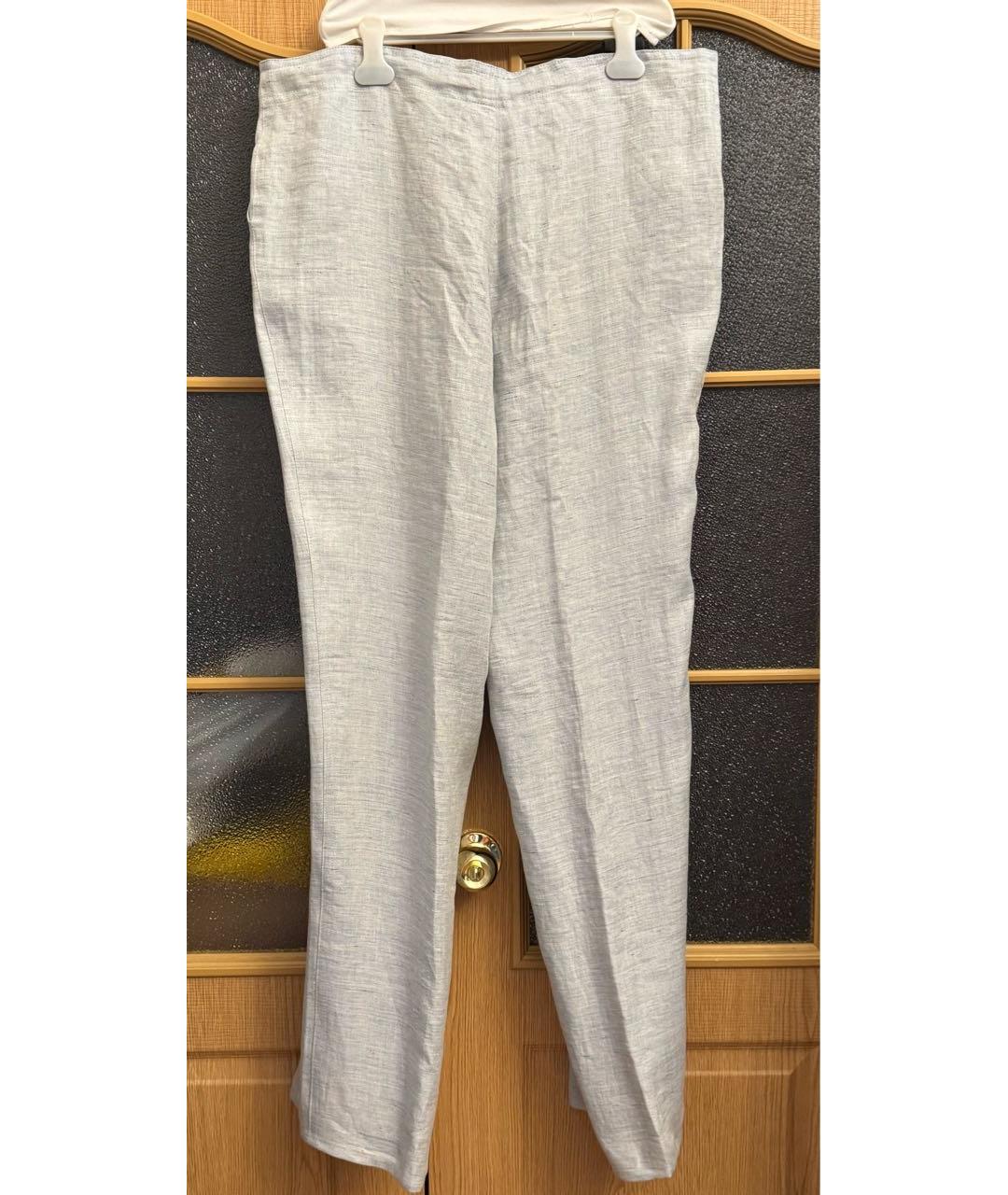 KITON Голубые льняные повседневные брюки, фото 2