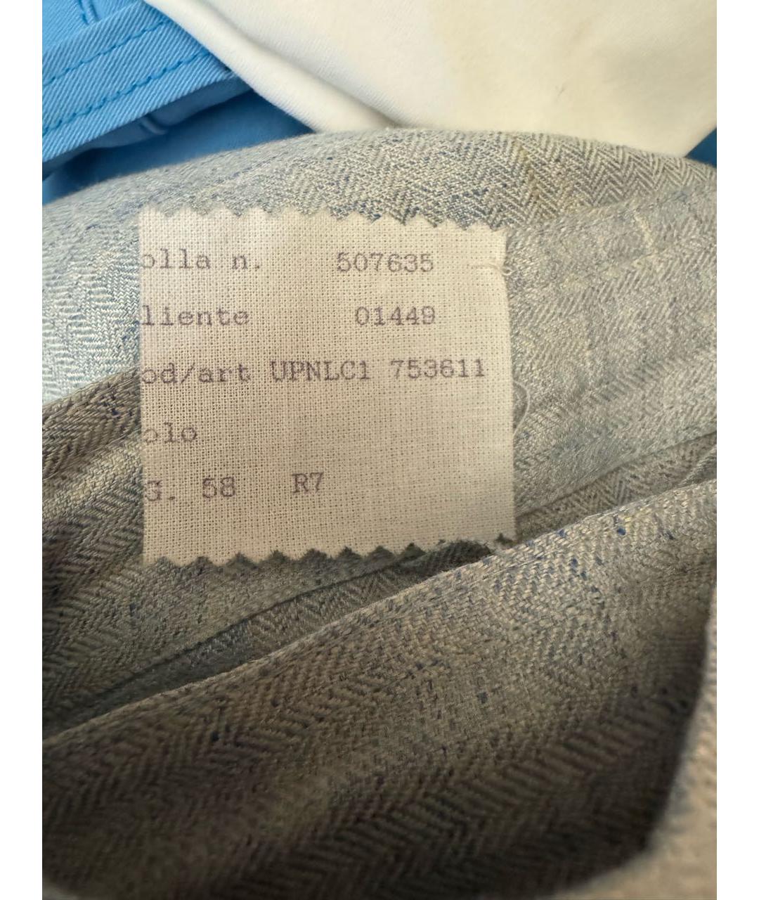 KITON Голубые льняные повседневные брюки, фото 6