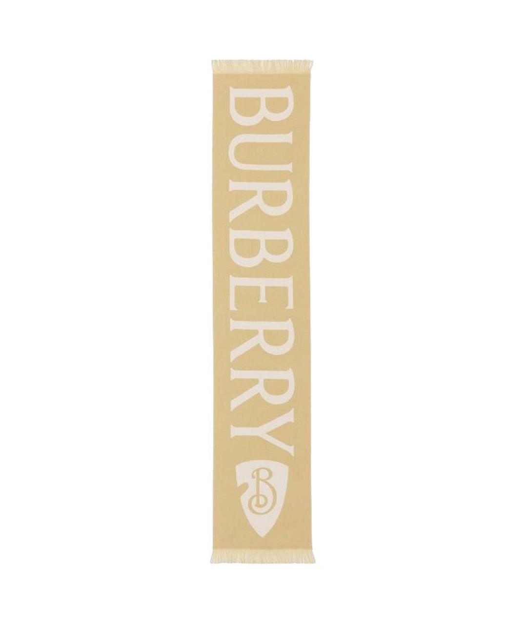 BURBERRY Бежевый шерстяной шарф, фото 3
