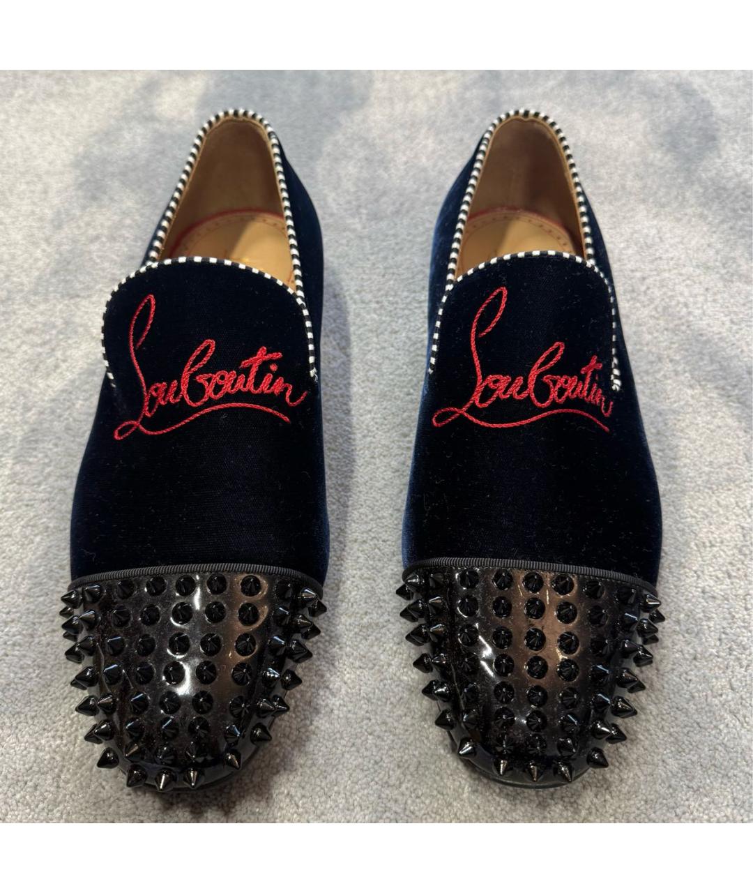 CHRISTIAN LOUBOUTIN Черные бархатные туфли, фото 2