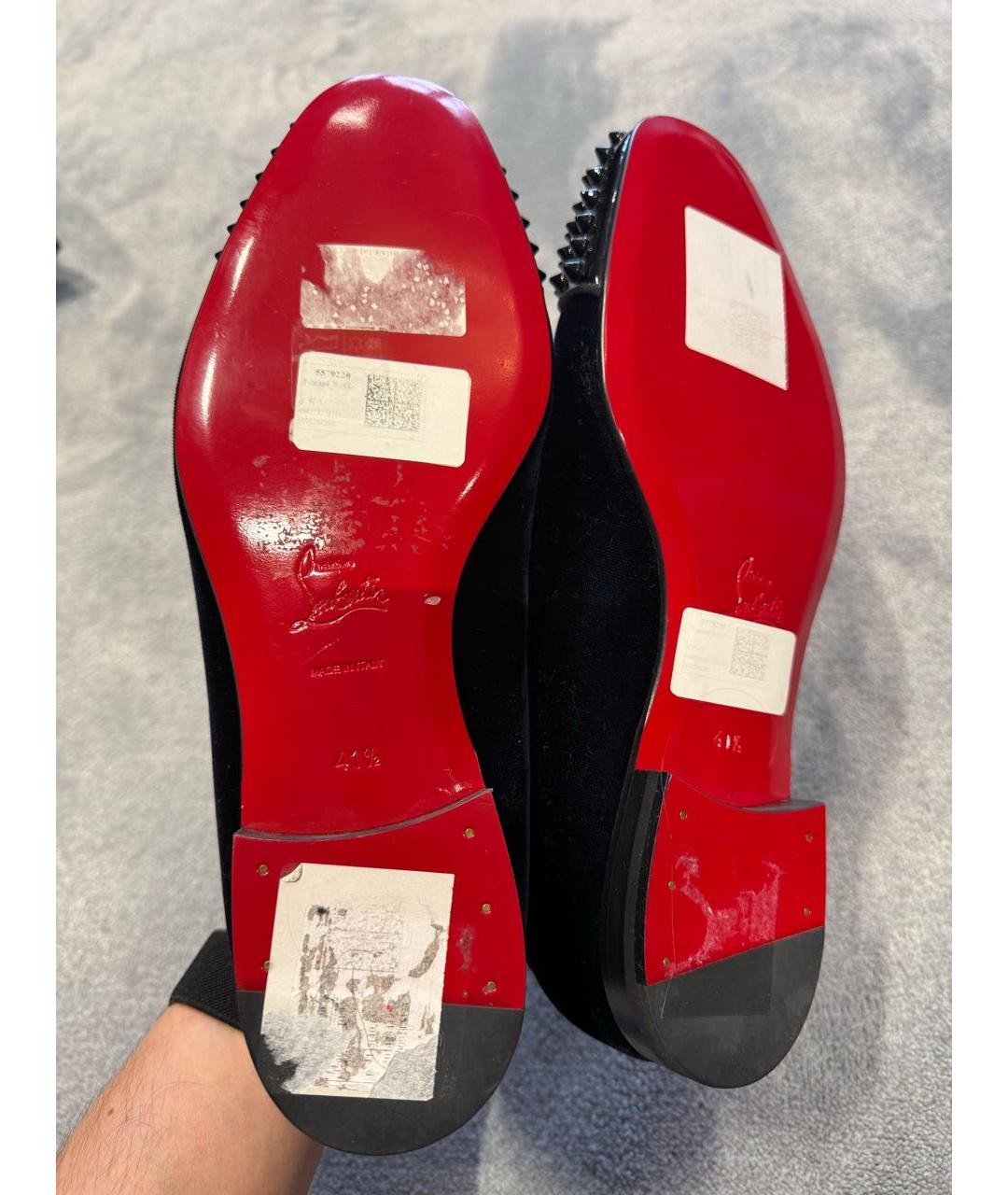 CHRISTIAN LOUBOUTIN Черные бархатные туфли, фото 5