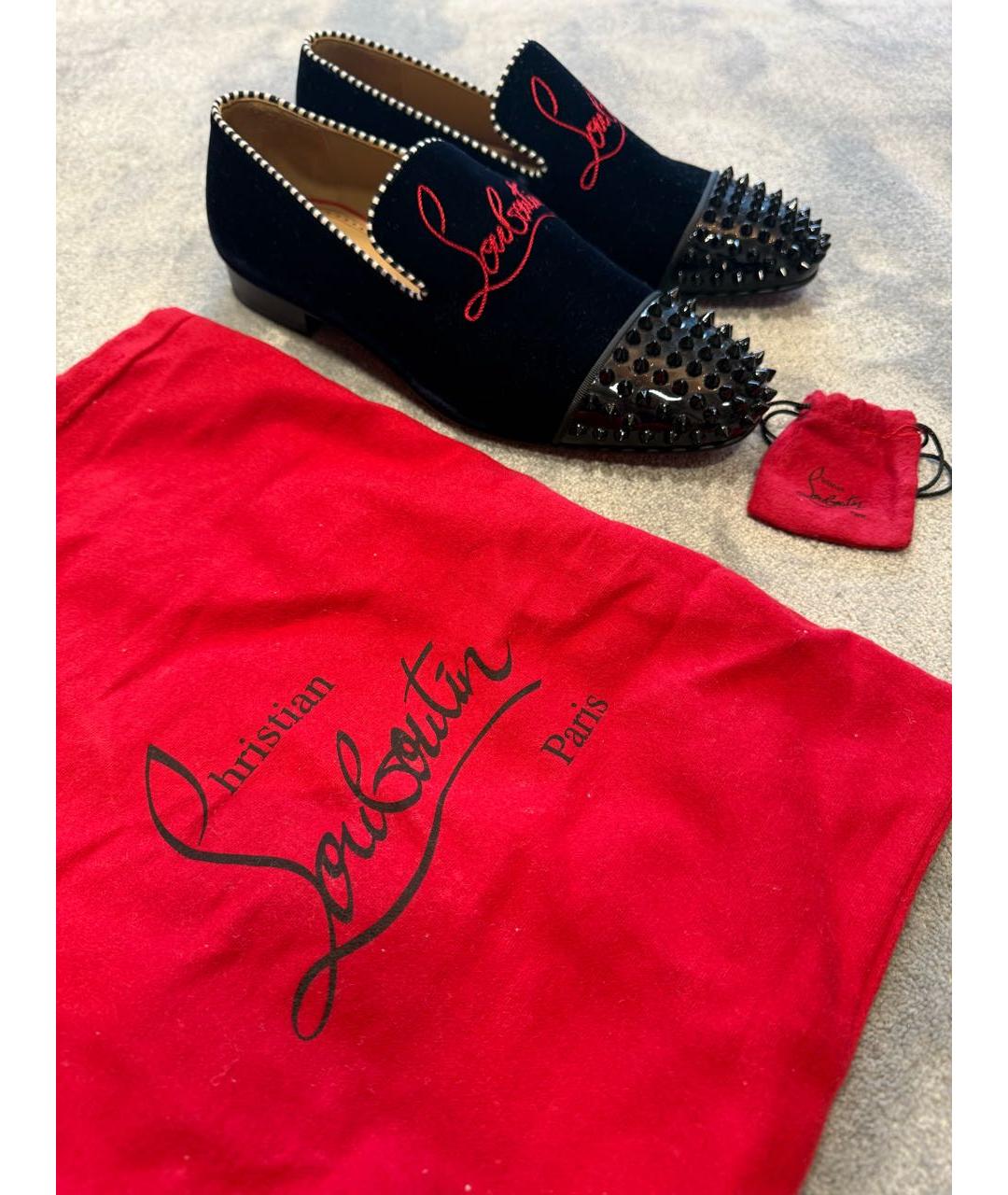 CHRISTIAN LOUBOUTIN Черные бархатные туфли, фото 6