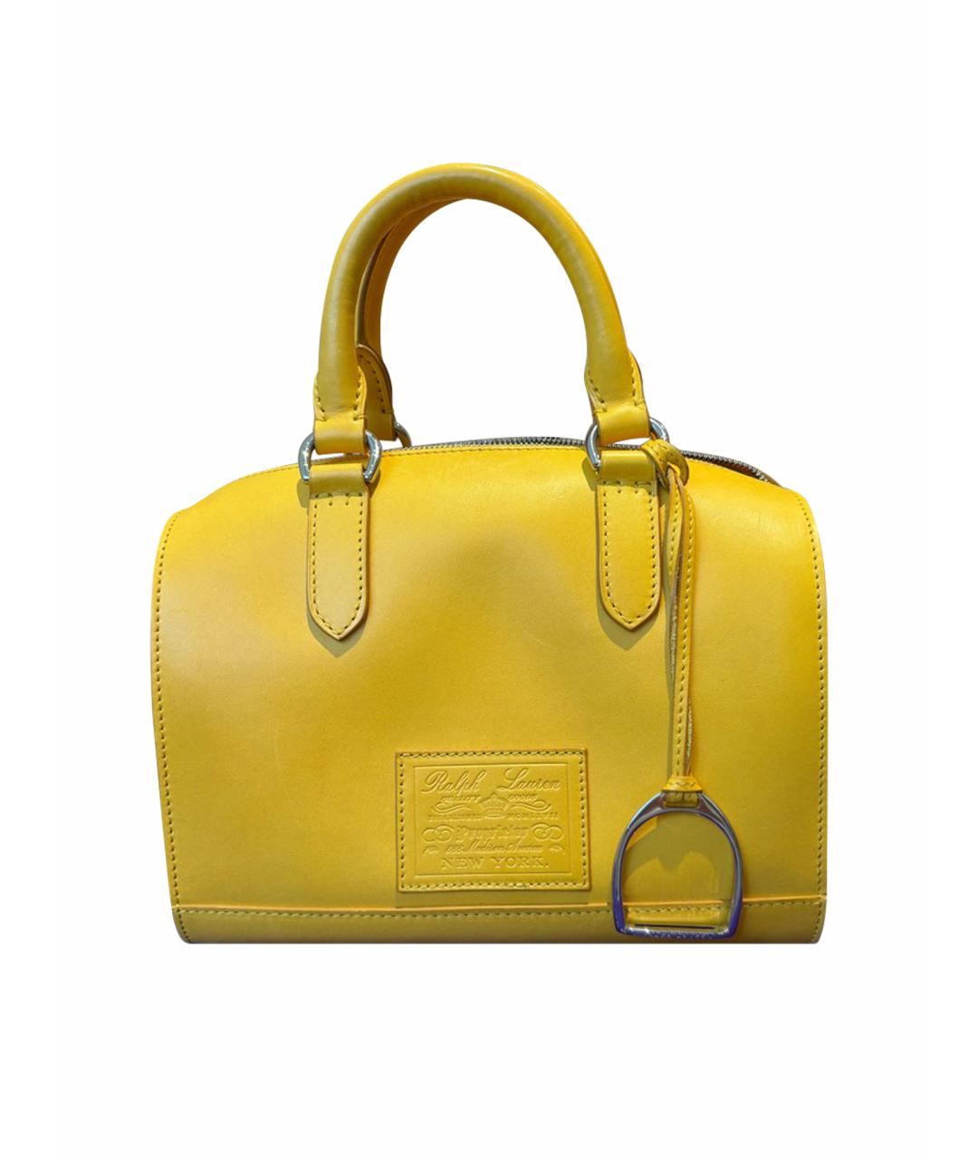 RALPH LAUREN Горчичная кожаная сумка с короткими ручками, фото 9