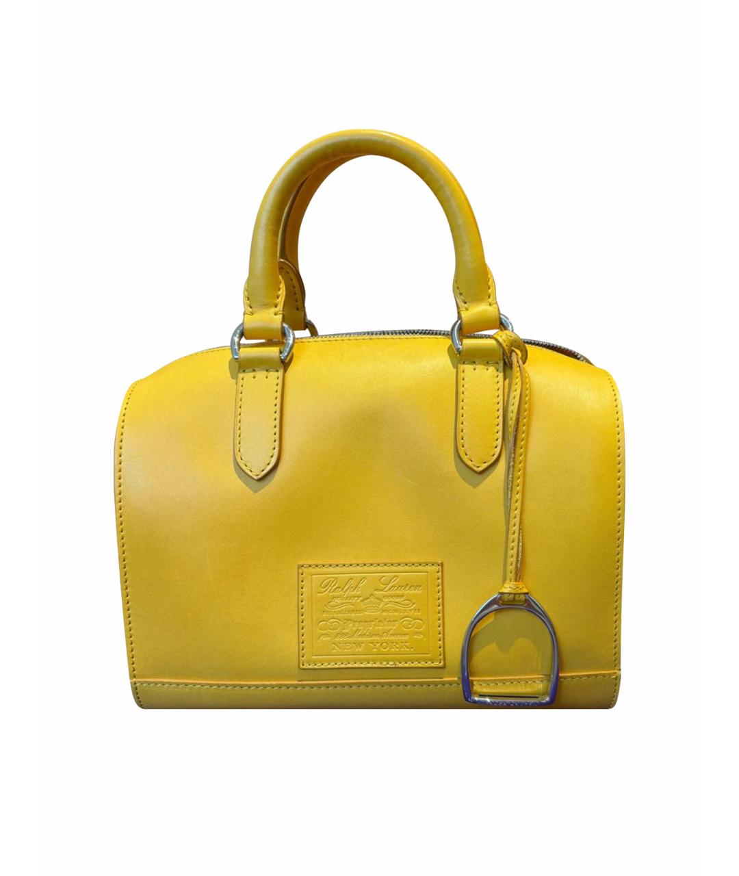 RALPH LAUREN Горчичная кожаная сумка с короткими ручками, фото 1