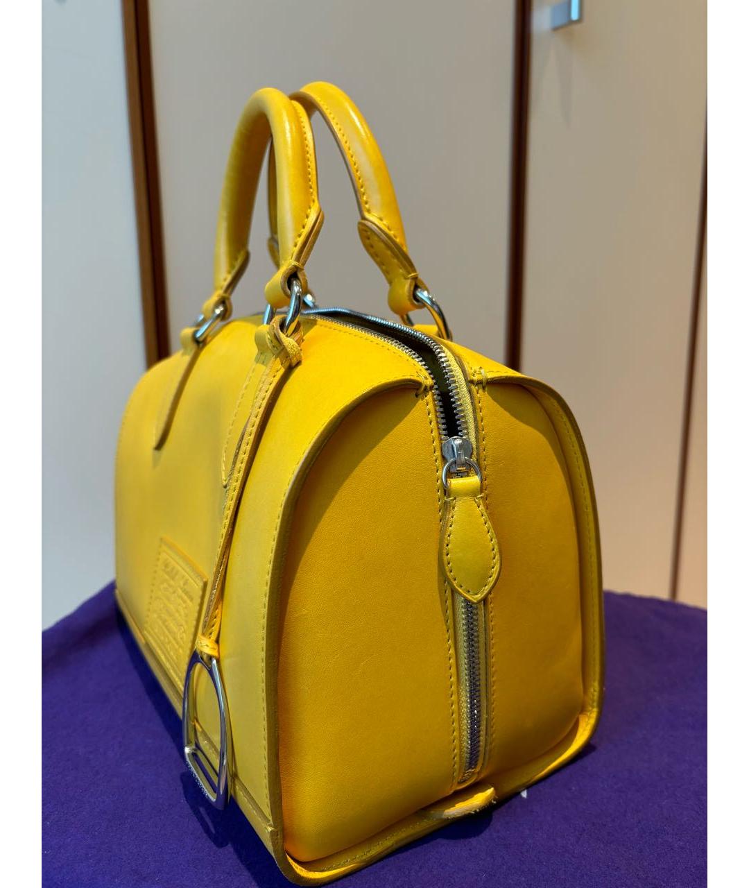 RALPH LAUREN Горчичная кожаная сумка с короткими ручками, фото 2
