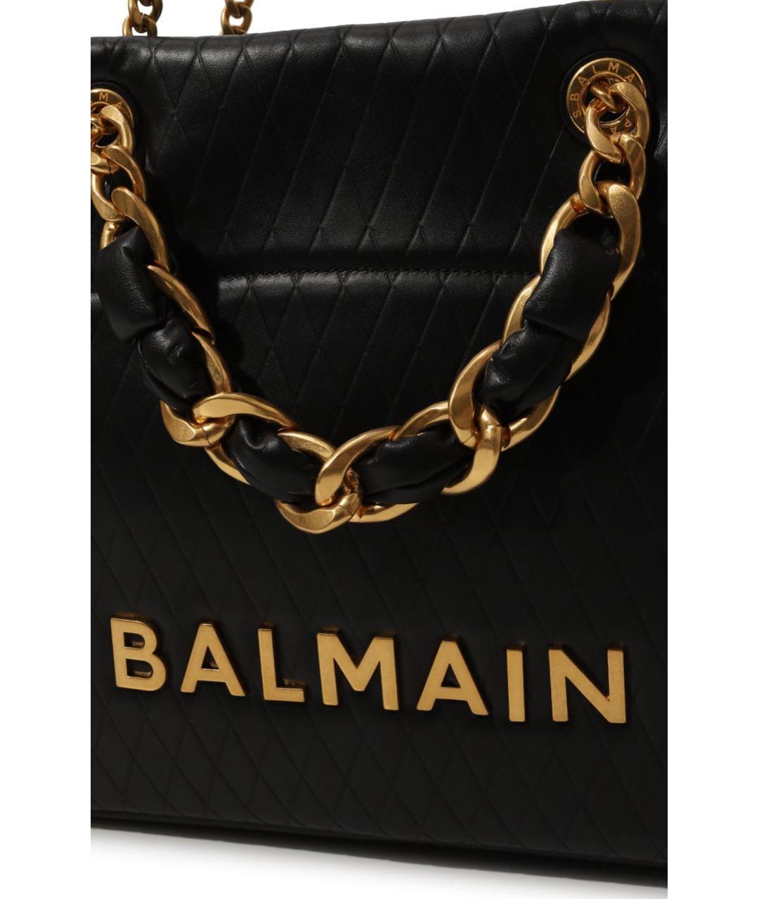 BALMAIN Черная кожаная сумка тоут, фото 4