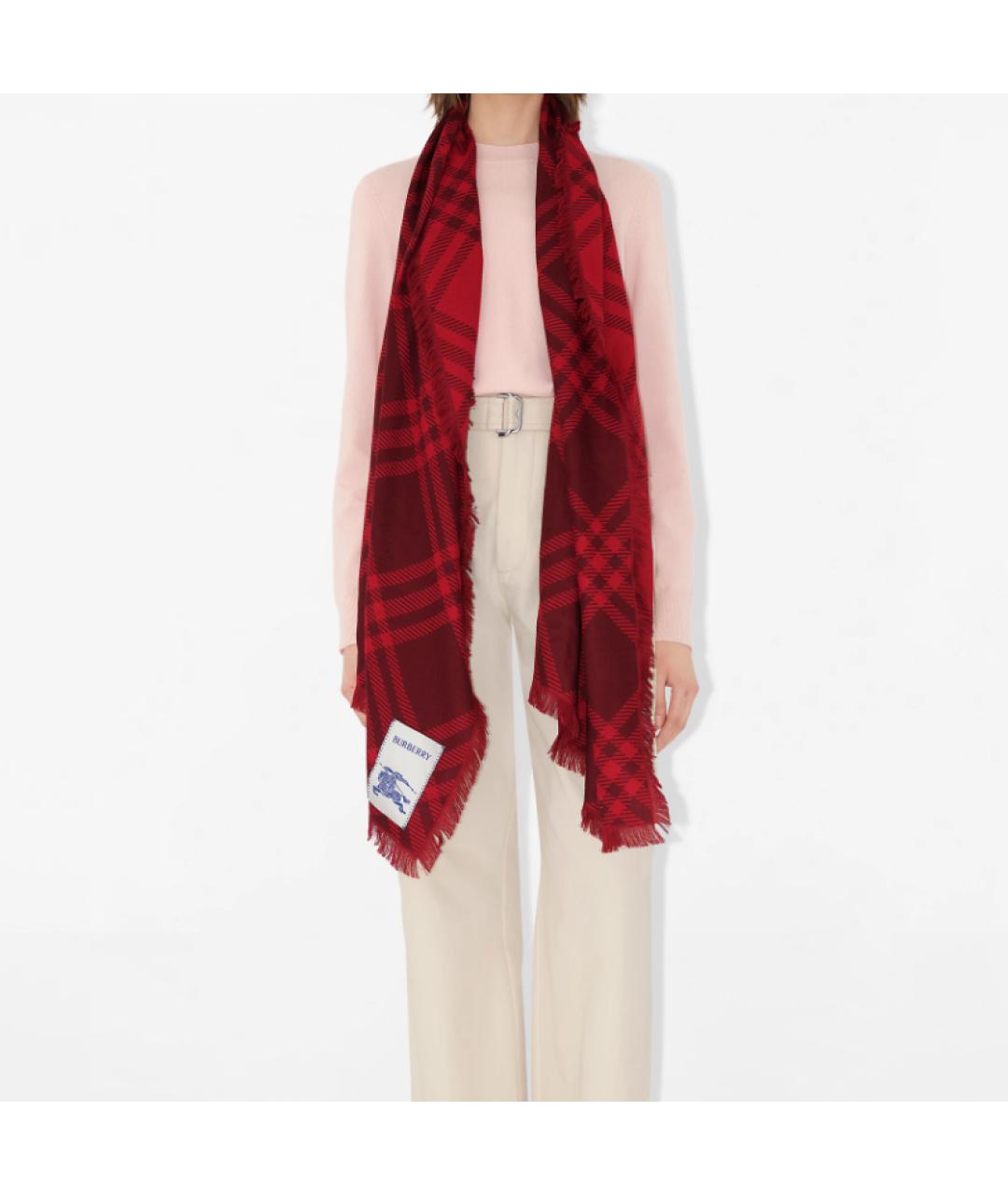 BURBERRY Красный шарф, фото 3