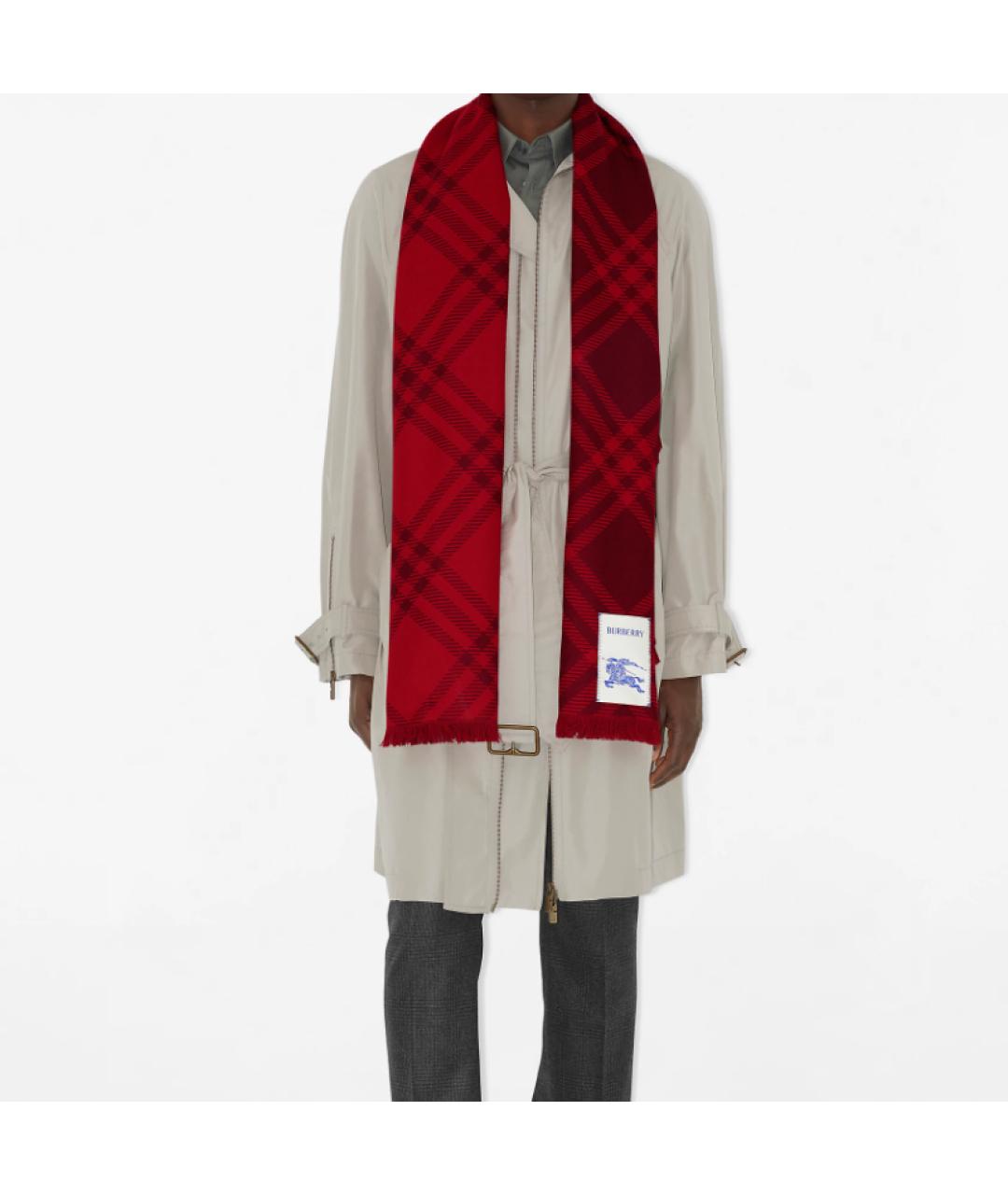 BURBERRY Красный шарф, фото 5