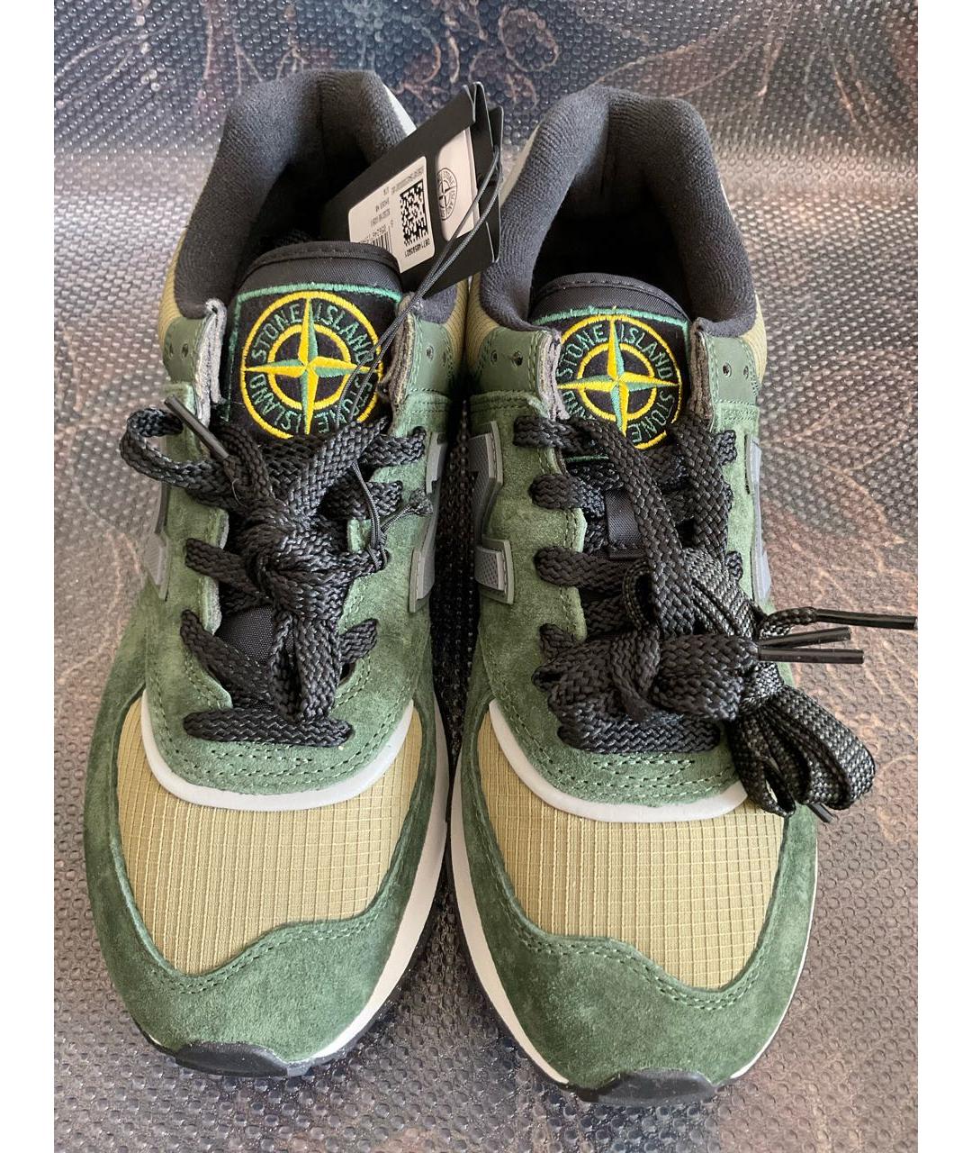 STONE ISLAND Зеленые нубуковые низкие кроссовки / кеды, фото 2