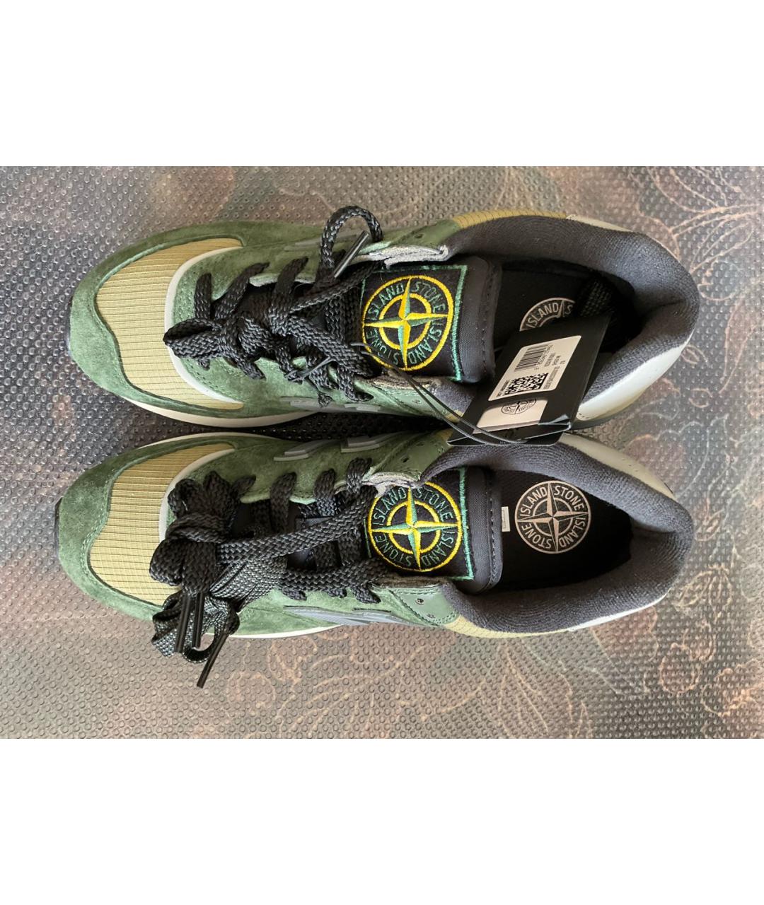 STONE ISLAND Зеленые нубуковые низкие кроссовки / кеды, фото 3