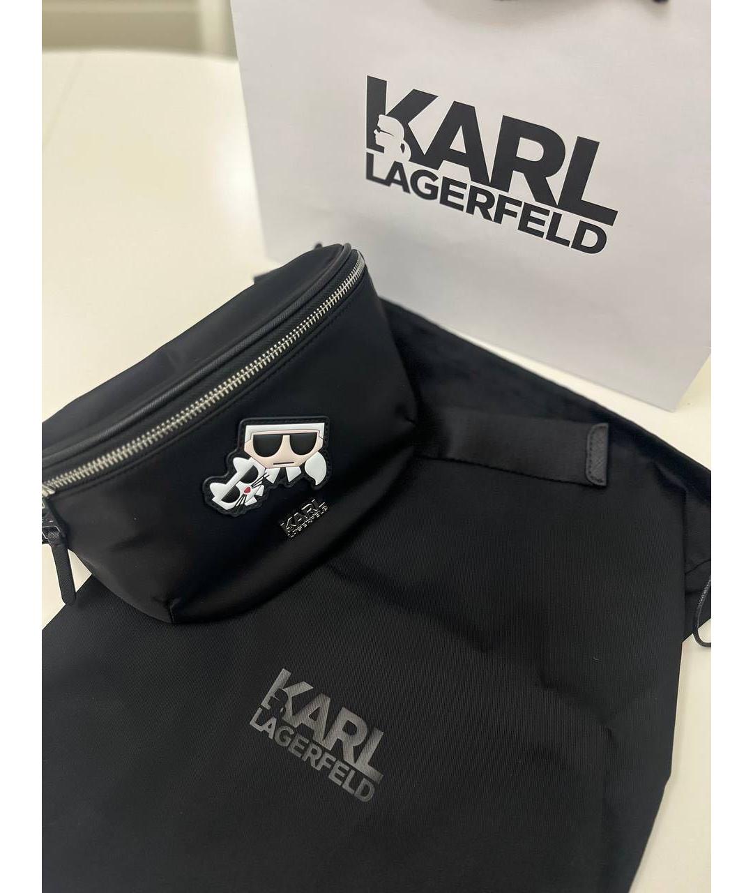 KARL LAGERFELD Черная синтетическая поясная сумка, фото 4