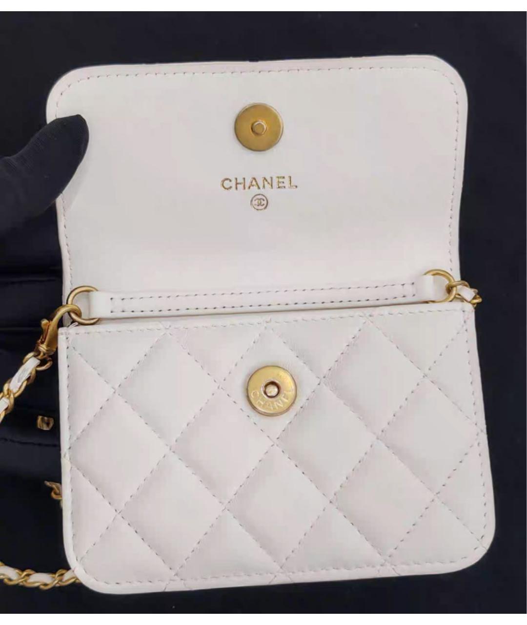 CHANEL Белая кожаная сумка через плечо, фото 6