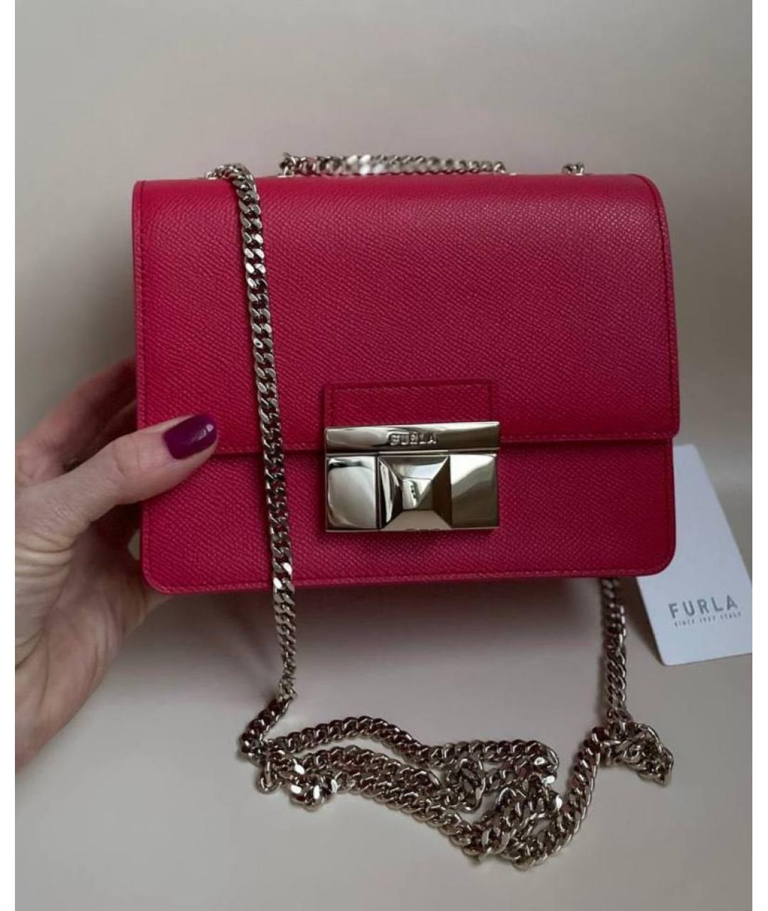 FURLA Красная кожаная сумка через плечо, фото 4
