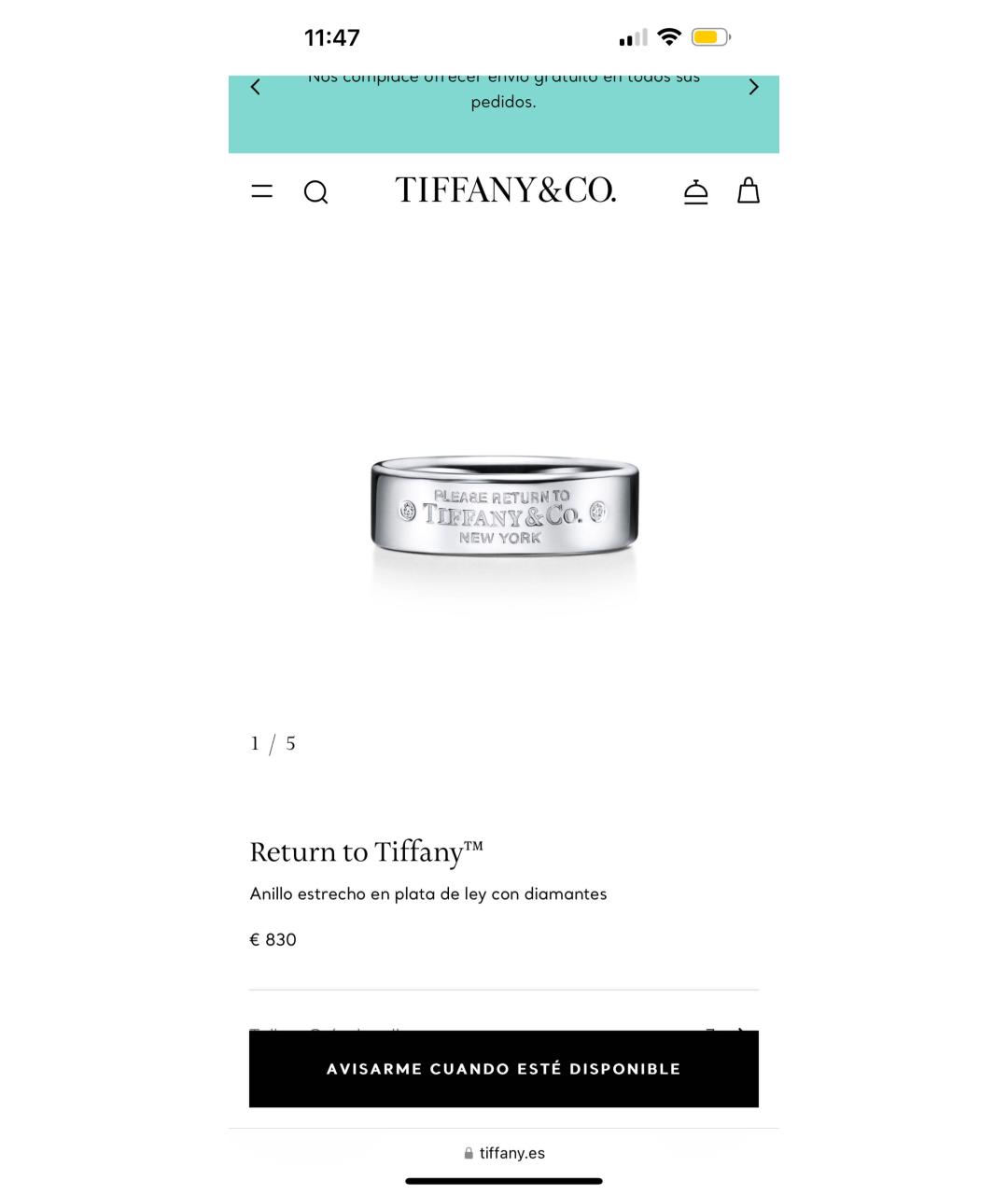 TIFFANY&CO Серебряное серебряное кольцо, фото 3