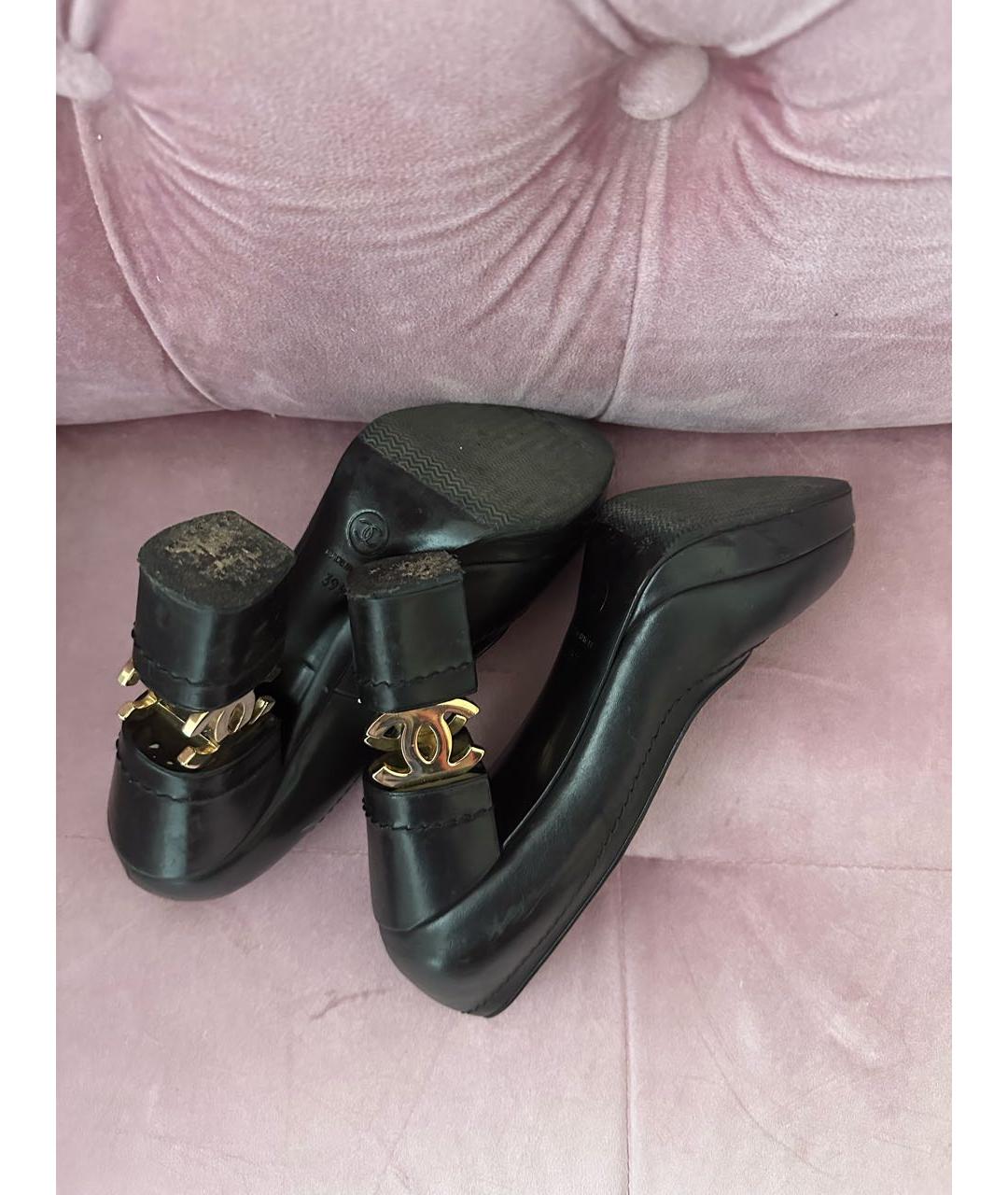 CHANEL Черные кожаные туфли, фото 2