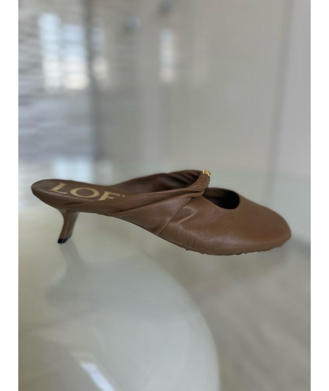 LOEWE Коричневые кожаные мюли, фото 9