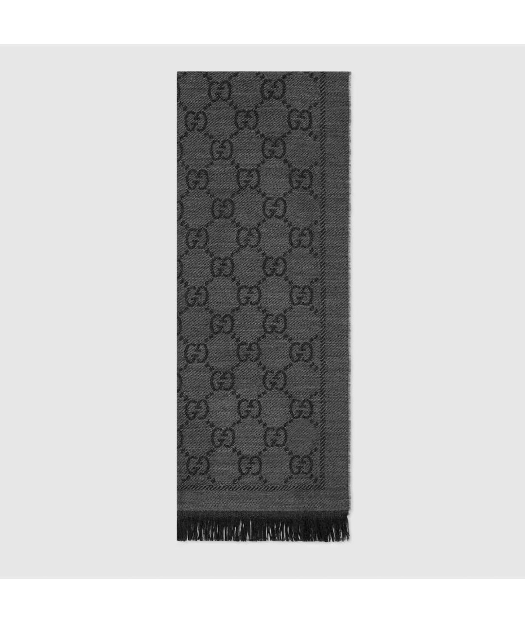 GUCCI Серый шерстяной шарф, фото 2